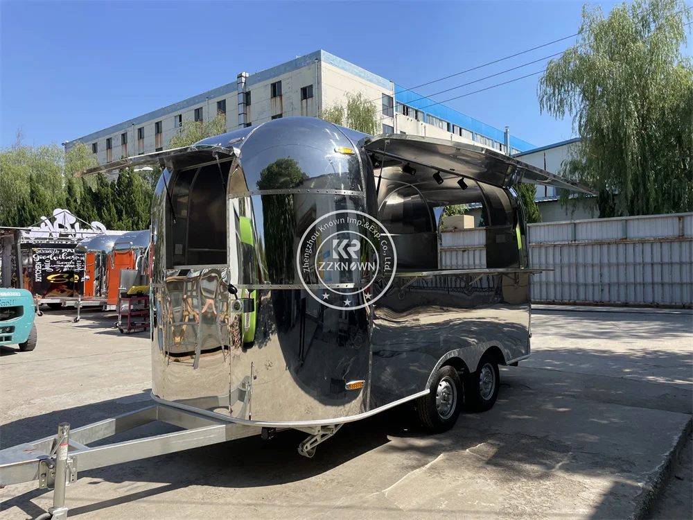 شاحنة الوجبات السريعة التجارية Airstream حجم مخصص عربة الشارع المحمول وجبة خفيفة القهوة كشك امتياز مقطورة الغذاء