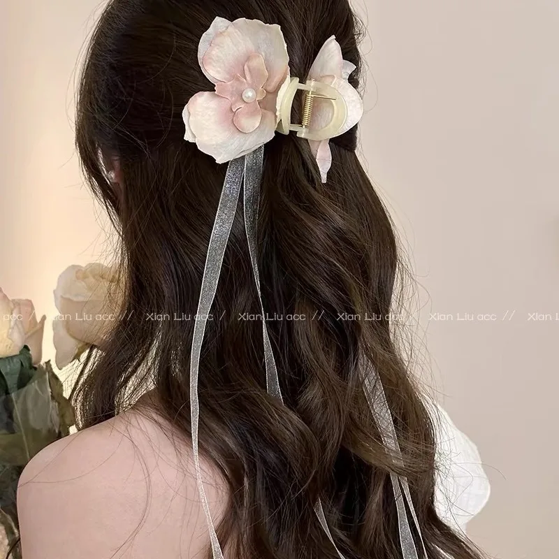 

Super Immortal Ribbon Butterfly Orchid Grasp Clip Women's New Style High End Atmosphere Exceeding Piece Hair Clip