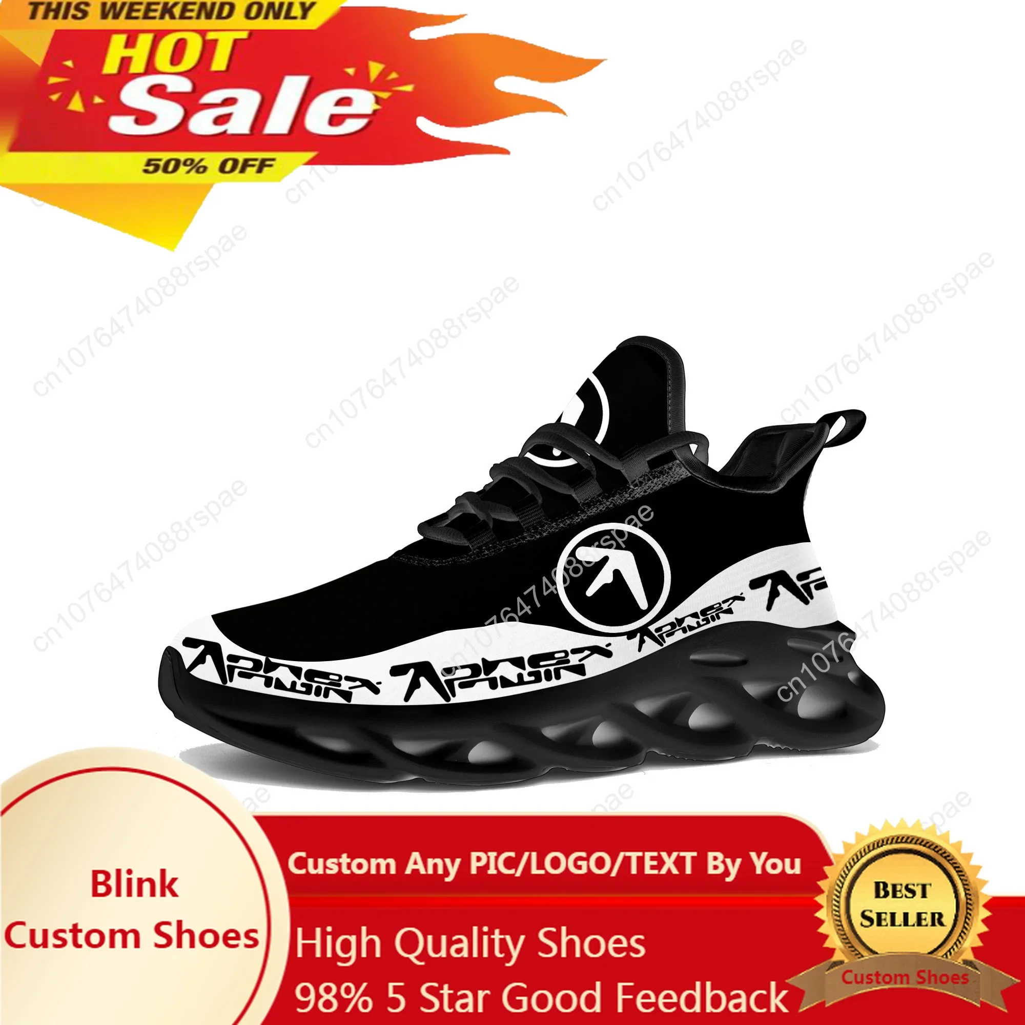 Aphex Twin Flats Sneakers Mens Womens Music DJ Mixer Sports Running Shoe Sneaker Lace Up Mesh Footwear Tailor-made Shoe Black