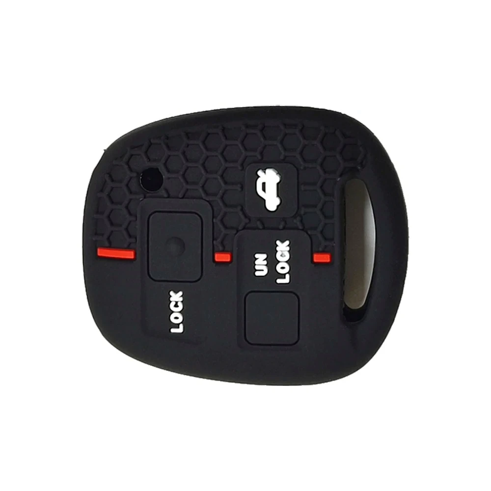 Silicone Car Key Case Cover 3 Button for Toyota Land Crusier FJ Prado Auto Key Case Cover Replacement Accessories Black with Red