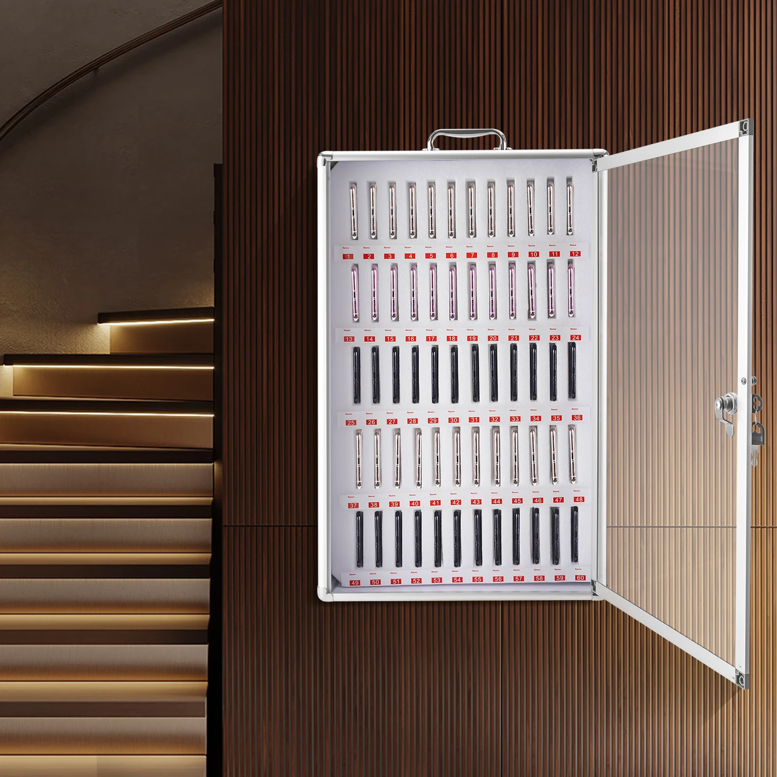 

60-Slot Cell Phone Storage Cabinet Lockable, Sturdy Aluminum Alloy Frame with Foam Lining for Secure School Office Storage