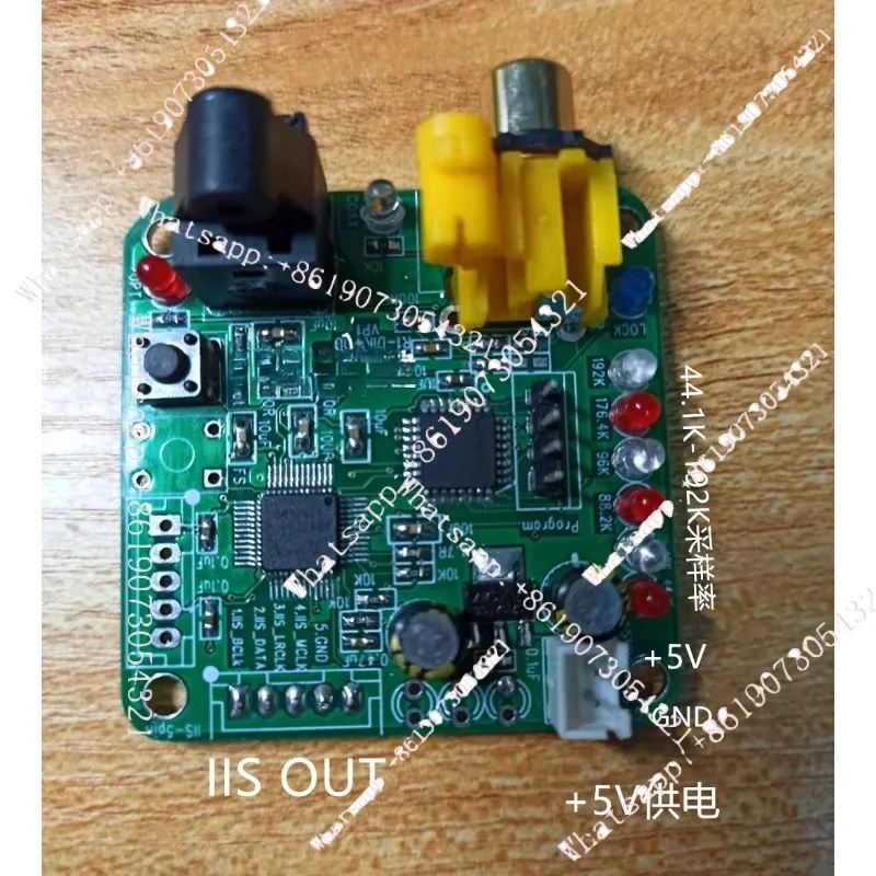 Placa de recepção de controle macio ak4118a fibra coaxial para saída I2S 24bit192khz