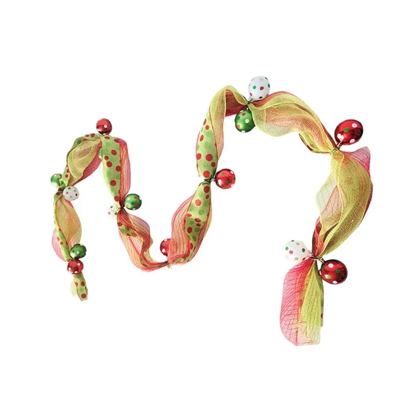 9Ft شجرة عيد الميلاد الديكور شبكة الشريط مع الكرة البيضاء الخضراء DIY بها بنفسك شجرة عيد الميلاد الديكور التفاف الشريط ديكور الزفاف