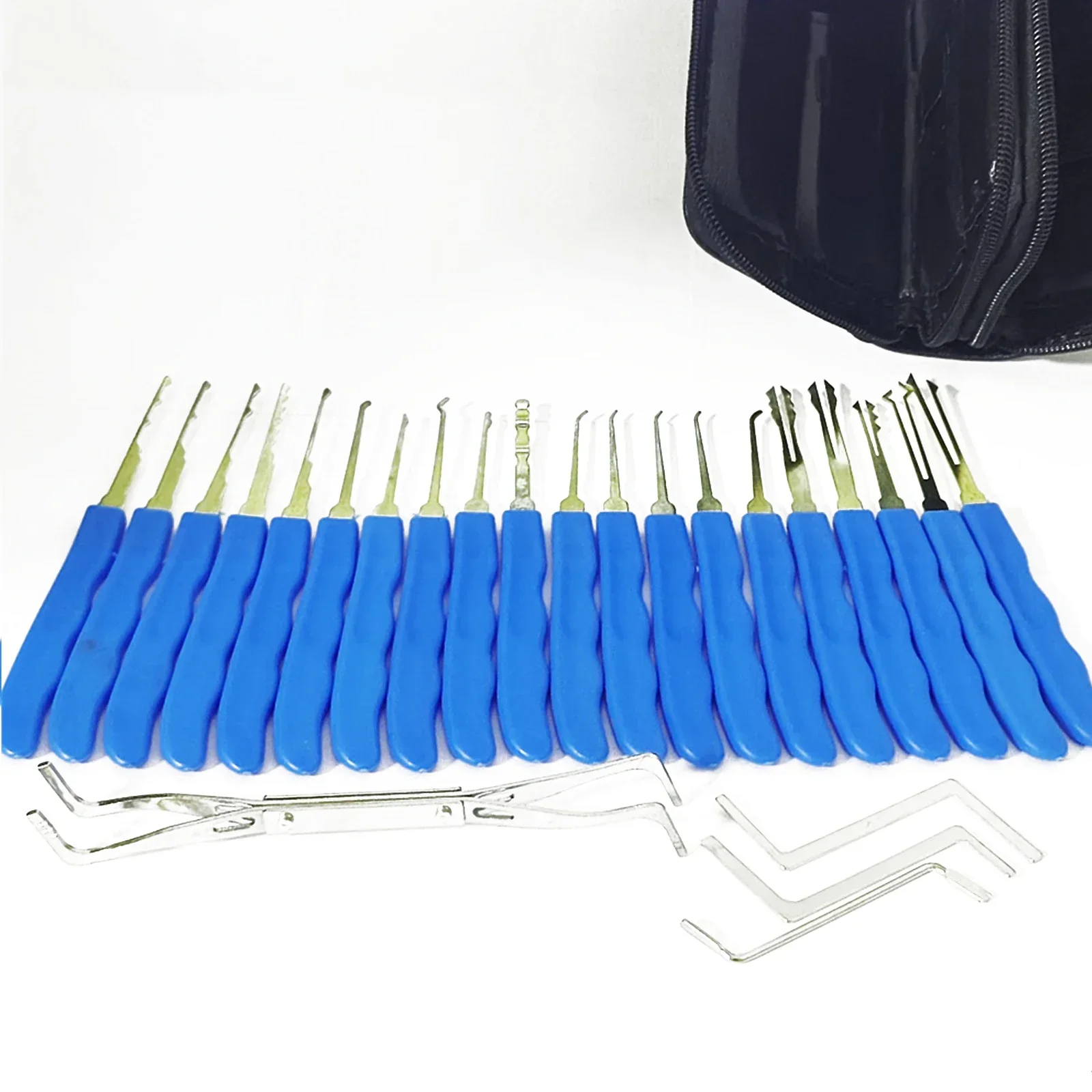 24pcs Grey/blue Handle Locksmith Tool Kit with Transparent Lock Sets for Beginner Practice Locksmith Training Remove Pick Tool