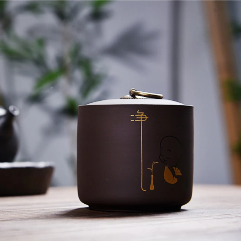 Purple Clay Tea Caddies Pu'er Tea Tin Household Sealed Jar Kitchen Dried Fruit Food Moisture-proof Storage Cans Tea Storage Tank - Image 3