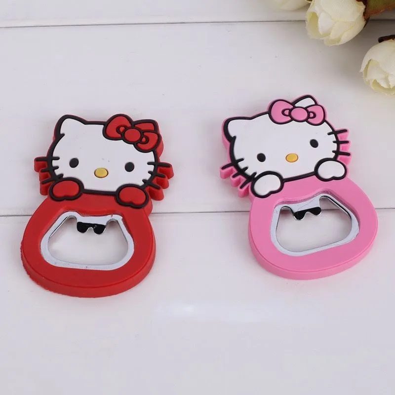 Hello Kitty Kawaii Cute Anime Peripheral Cartoon Bottle Opener Gao Yan Soda Beer Bottle Opener Creative Magnetic Portable Gift