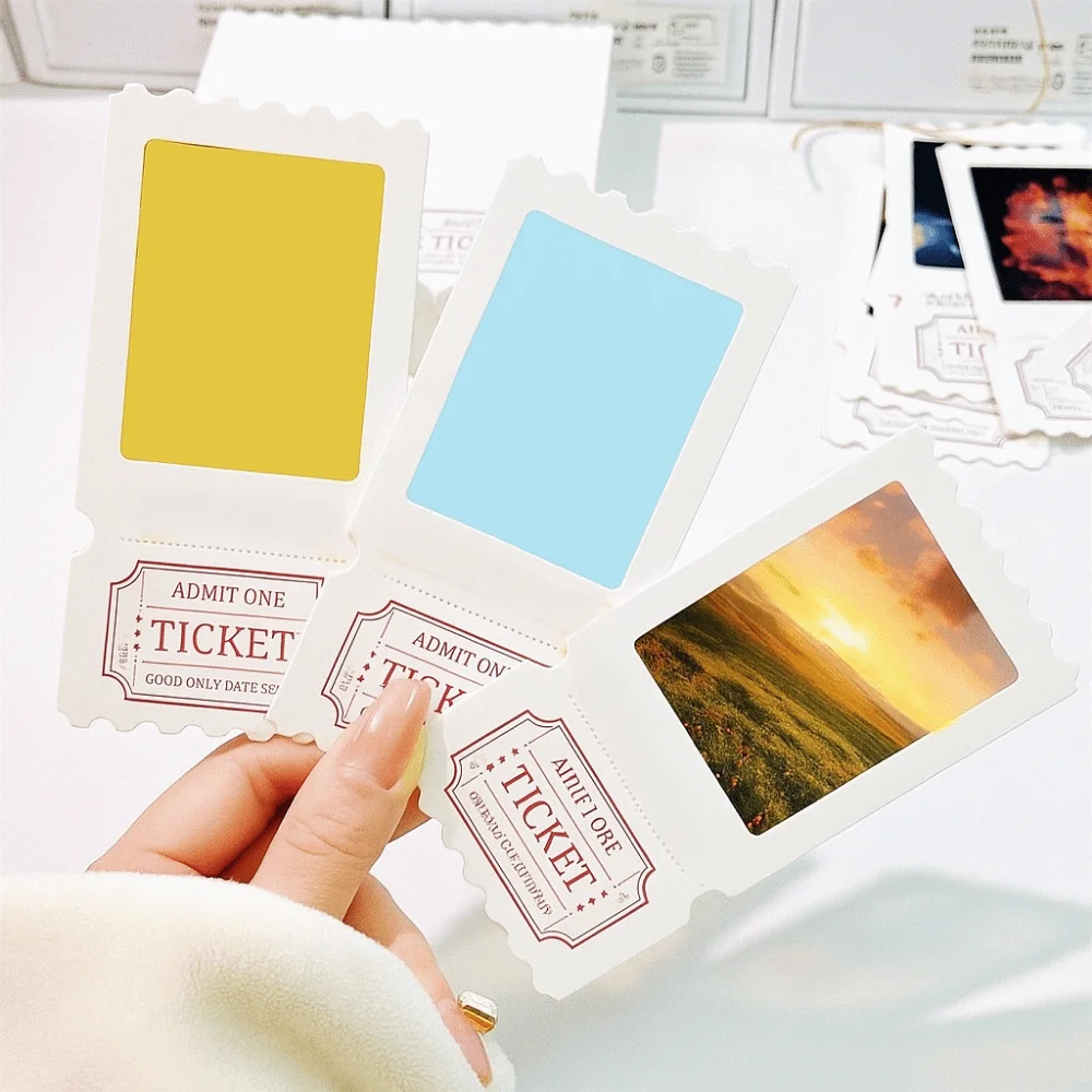 20Pcs Paper Film Ticket Root Bookmark Collectible DIY Scrapbooking Slideshow Transparent Card Peripheral Blank Ticket Root Frame