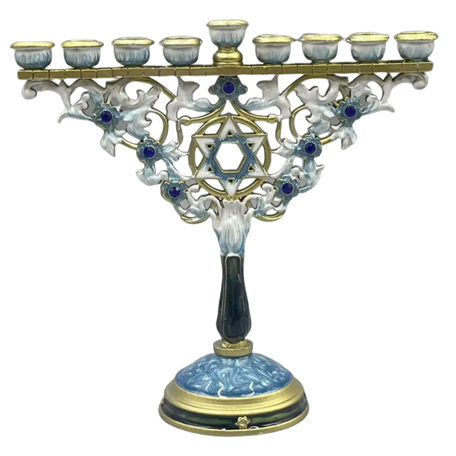 9 Branch Jewish Candle Holder Chanukah Decoration Accessories for Prayer Multifunctional Tabletop Ornament 7.2x6.7 Inches view 2