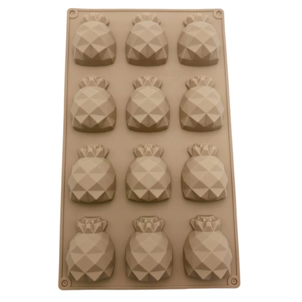 

12 Cavity 3D Diamond Pineapple Silicone Mold Non-stick Fruit Shape Chocolate Candy Mould DIY Baking Cake Jelly Soap Resin Molds