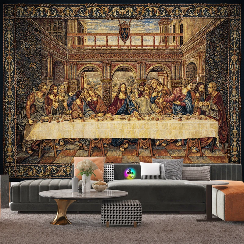 

Jesus Christ Wall Tapestry Last Supper Hanging Vintage Large Fabric Room Decor Da Vinci Christmas Home Decoration