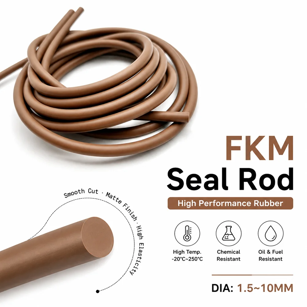 10/5/2M Brown FKM Seal Strip Dia 1.5~10mm Wear resistant/oil/new energy battery box sealing strip