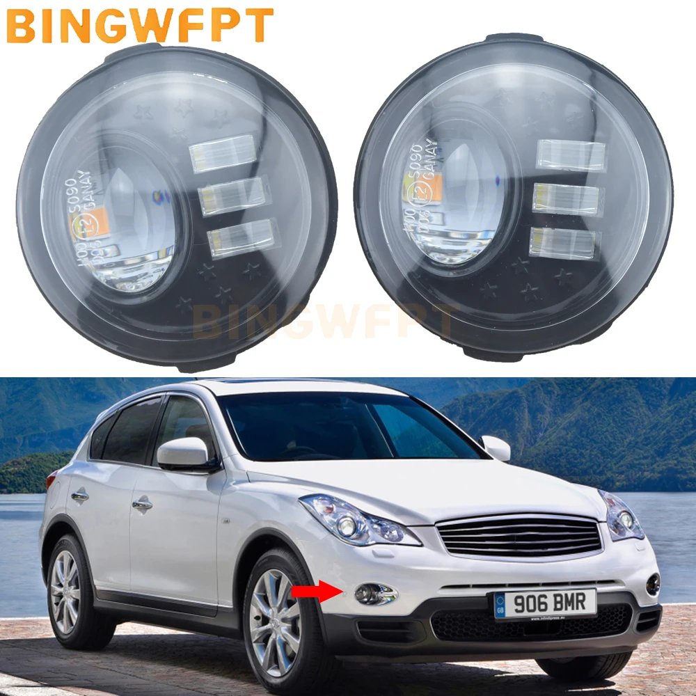 Double LED Fog Lights Assembly DRL 12V Daylights For Infiniti EX25 EX35 EX37 EX30d J50 QX50 2008 2009 2010 2011 2012 2013 2014