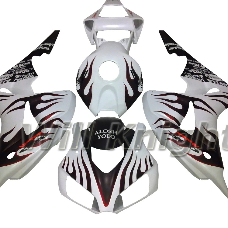 

Intelligent Library ABS Plastic Fairing Kit For Honda CBR1000RR CBR 1000RR 2006 2007 White Black Flame