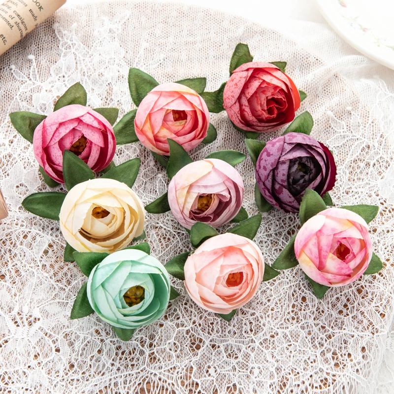 

Artificial Flowers Heads 4Cm 20Pcs Diy Home Decor Scrapbooking Wedding Christmas Bridal Accessories Candy Box Silk Tea Roses Bud