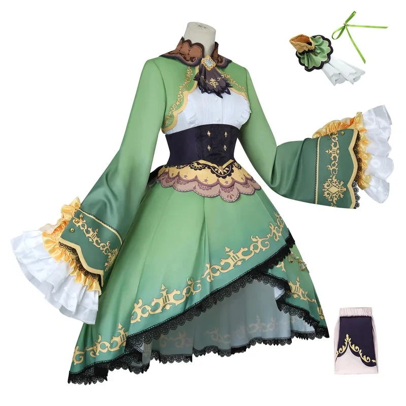 

v;7,e\6'Umamusume Pretty Derby Satono Diamond Cosplay Costume Dress Wig Ears and Tail Anime Halloween Party Carnival Outh;3,p\5/
