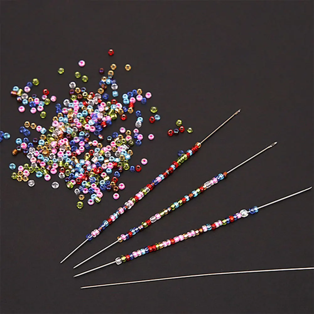 10pc/Set Stainless Steel Ultra Fine Bead Needle Straight Type Seed Bead Needle Diy Jewelry Making Tool Suitable For Beaded Bracelets Necklaces And Other Handmade Materials