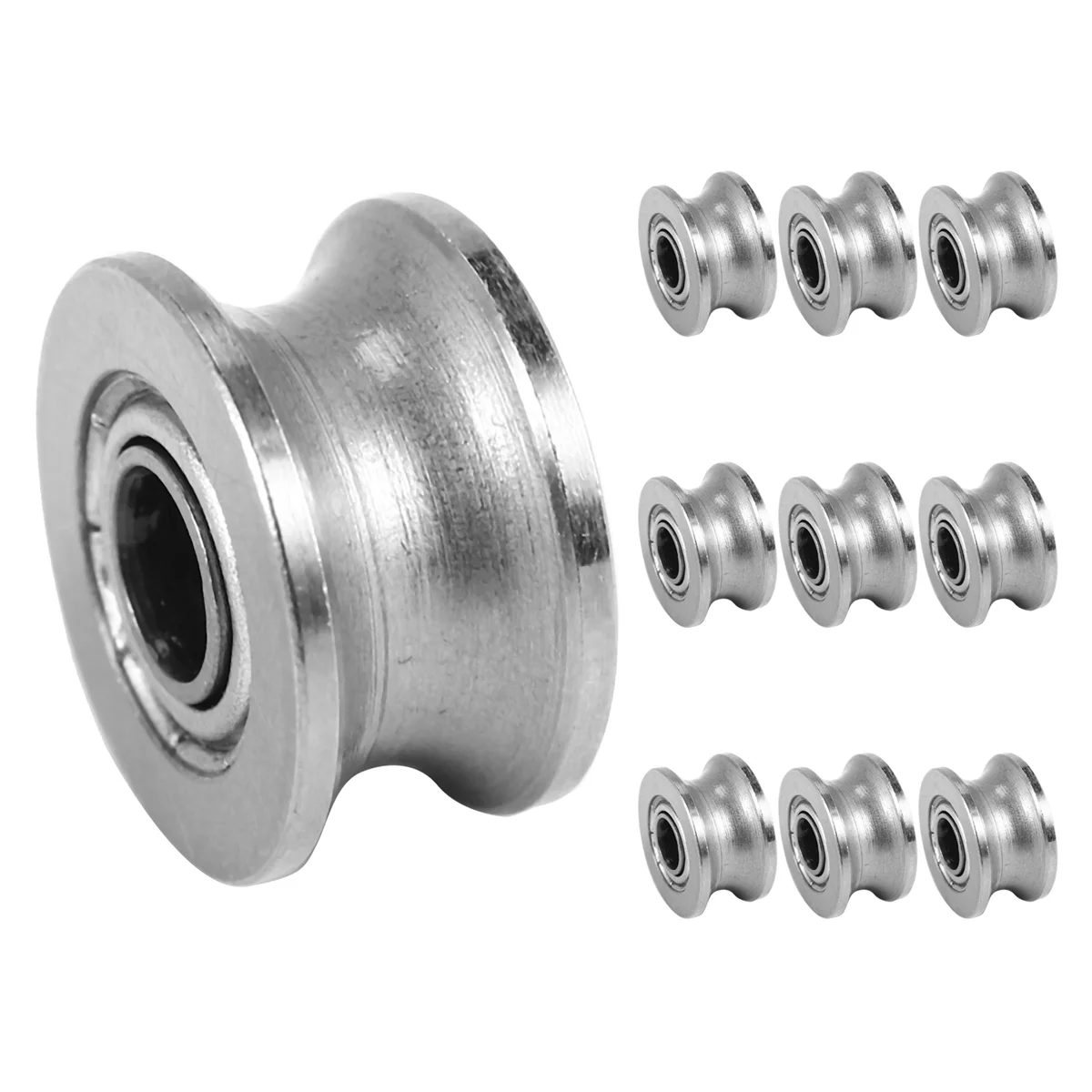 10pcs U Groove Bearing U624ZZ Carbon Steel Durable V Groove Ball Bearing Pulley for Rail Track Linear Motion Systems