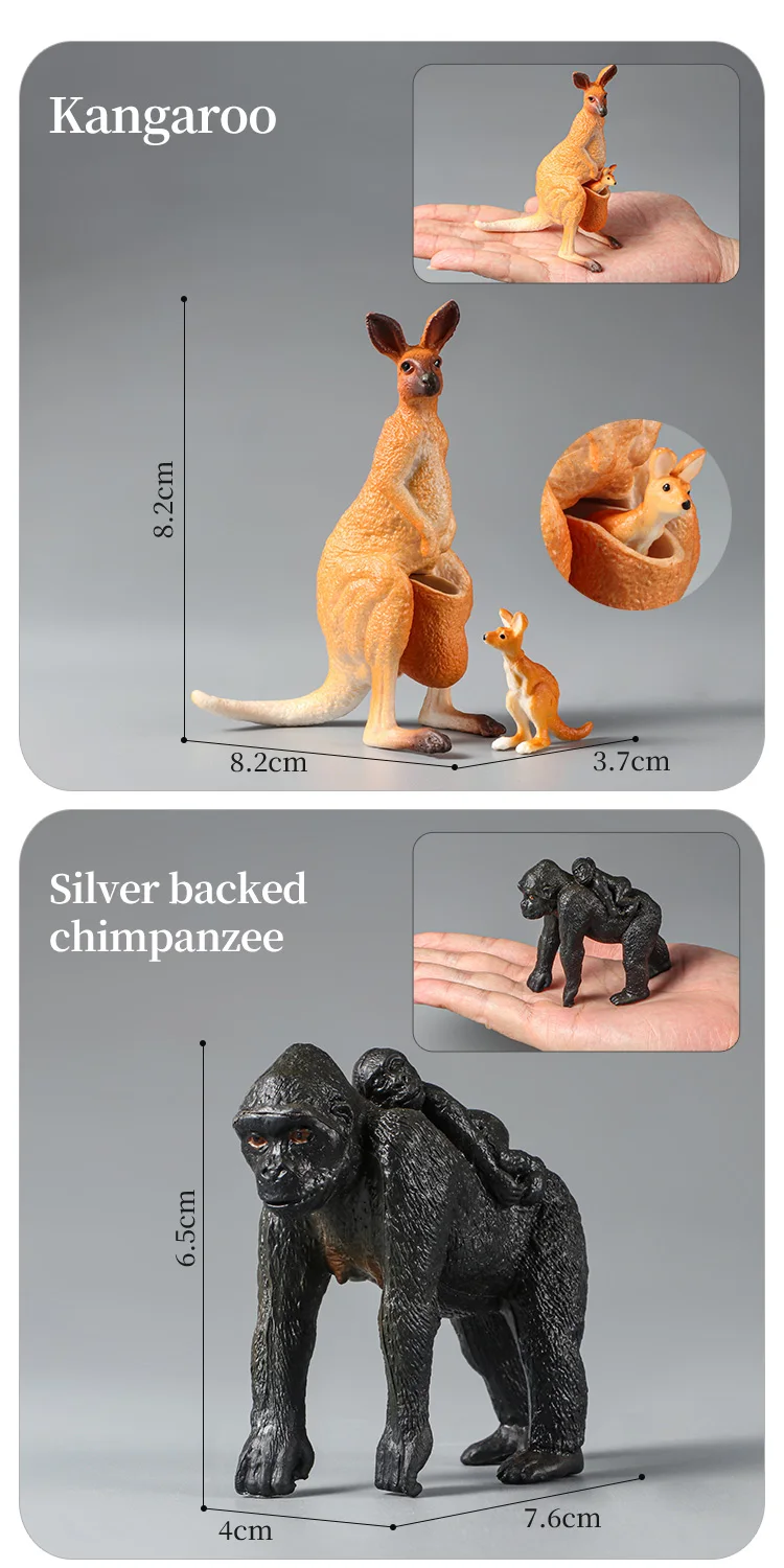Montessori Wildtiere Modell Spielzeug Set – Löwe Elefant Antilope Actionfiguren Miniatur Zoo Figuren Pädagogisches Geschenk für Kinder – Detail 11