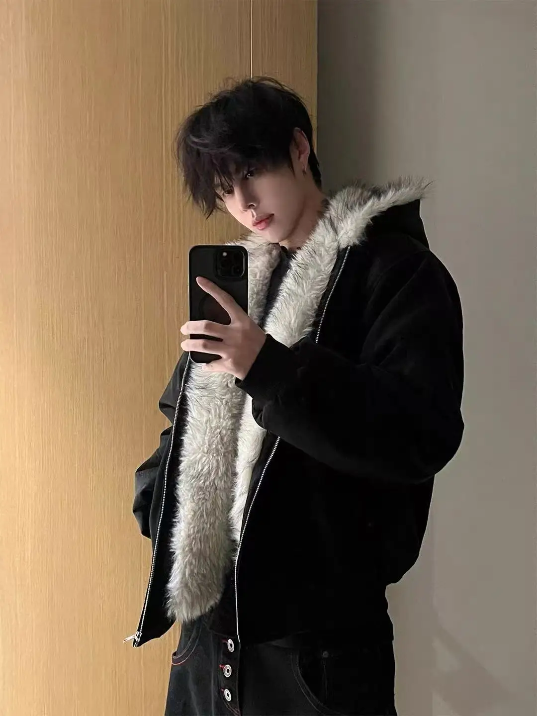 

Мужская зимняя куртка Bla Luxury с воротником из искусственного меха, утепленная, с капюшоном, на молнии, с длинными рукавами, однотонная, для улицы