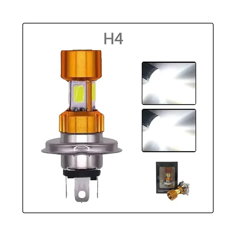 

1 шт. Hi/Lo Beam Light Белый 2000LM 18 Вт Прочная лампа на голову H4 LED 3 COB Лампа для фар мотоцикла 6000K 2025 Новый