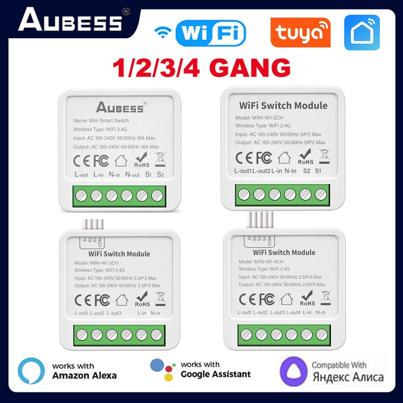 Tuya WiFi 1/2/3/4 gang Smart Switch Module with Dual Way Control Smart Life Smart Home Work with Alexa Google home Yandex Alice