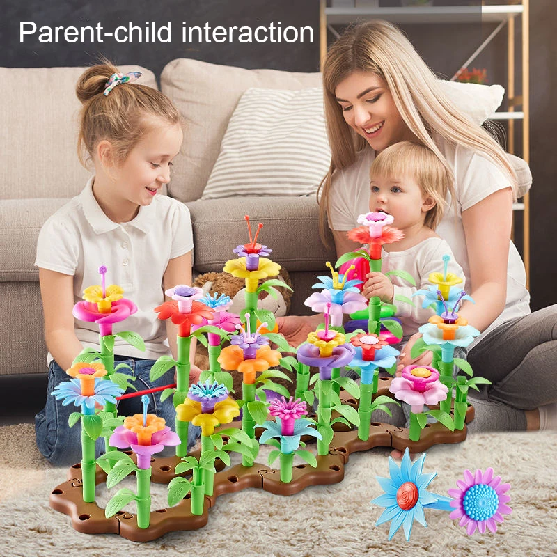 Children\'s Education Garden Building Block Toy Creativity DIY Flower Arrangement Building Block Set Flowers Stacking Toys