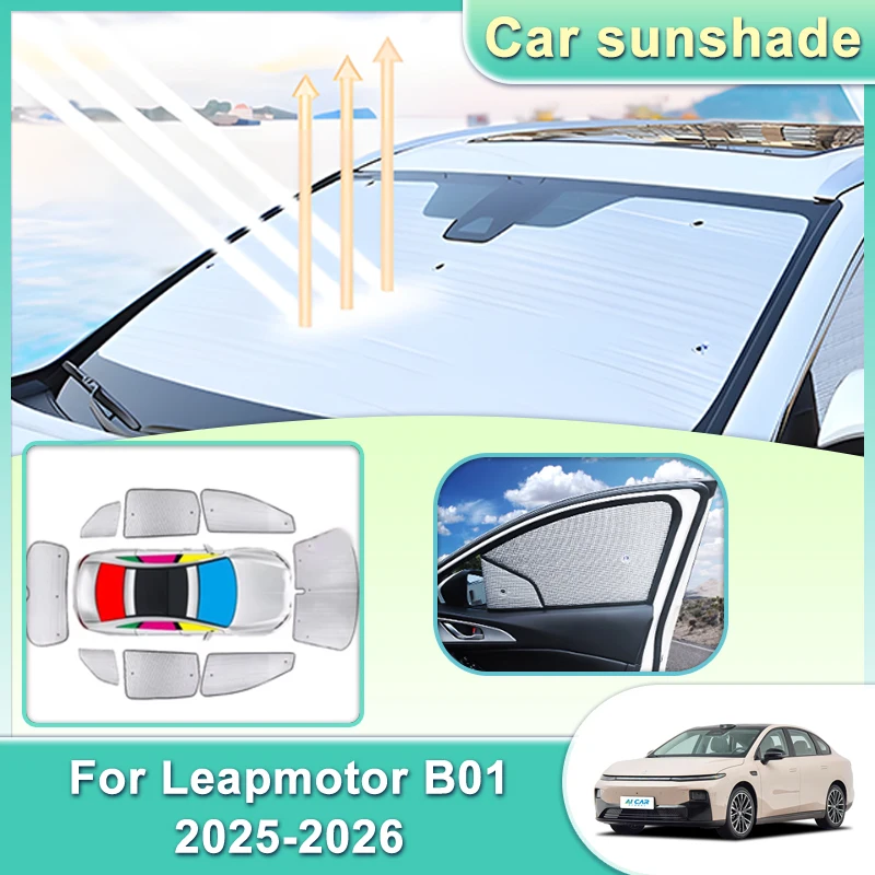 

For Leapmotor B01 2025 2026 4-door Sedan Car Windshield Visor Window Shades Sunscreen Anti-UV Sunshade Auto Curtain Accessories