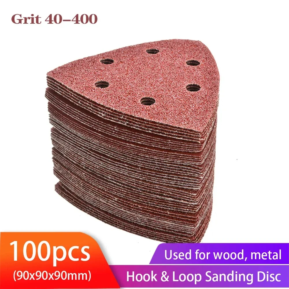 

100PCS Triangular Sanding Disc 90mm Delta Sander Hook & Loop Sandpaper Abrasive Tools for Sanding Grit 40-400