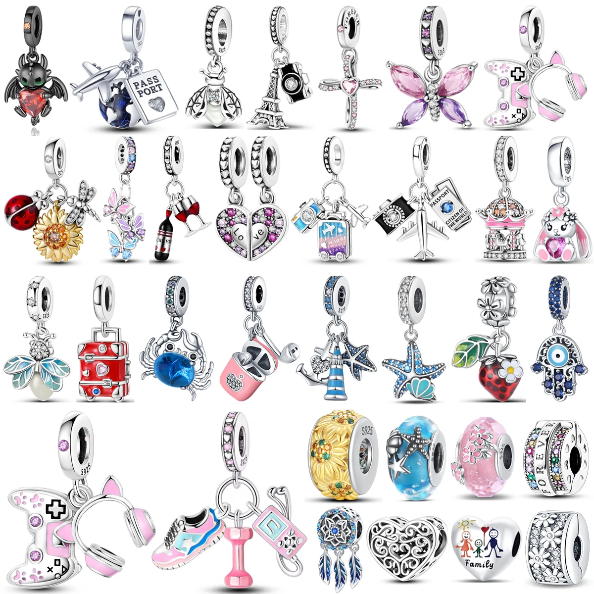 

Creative Funny Charms Collection 925 Sterling Silver Cartoon Metal Quirky Beads Pendant DIY Bracelet Necklace Fine Jewelry Gift