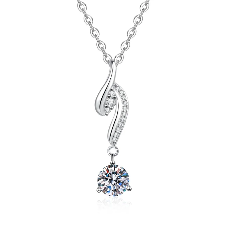 

ZFSILVER Fashion Trendy Classic 925 Silver Moissanite Design Dangle Leaf Necklace For Charm Women Accessories Jewelry Gift XL502
