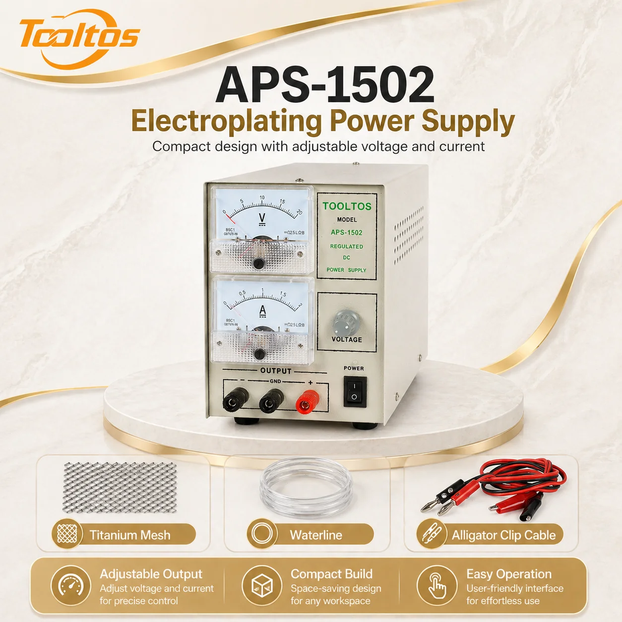 TOOLTOS APS-1502 15V 2A Electroplating Power Supply Gold Plating Kit for Jewelry Plating 110V 220V
