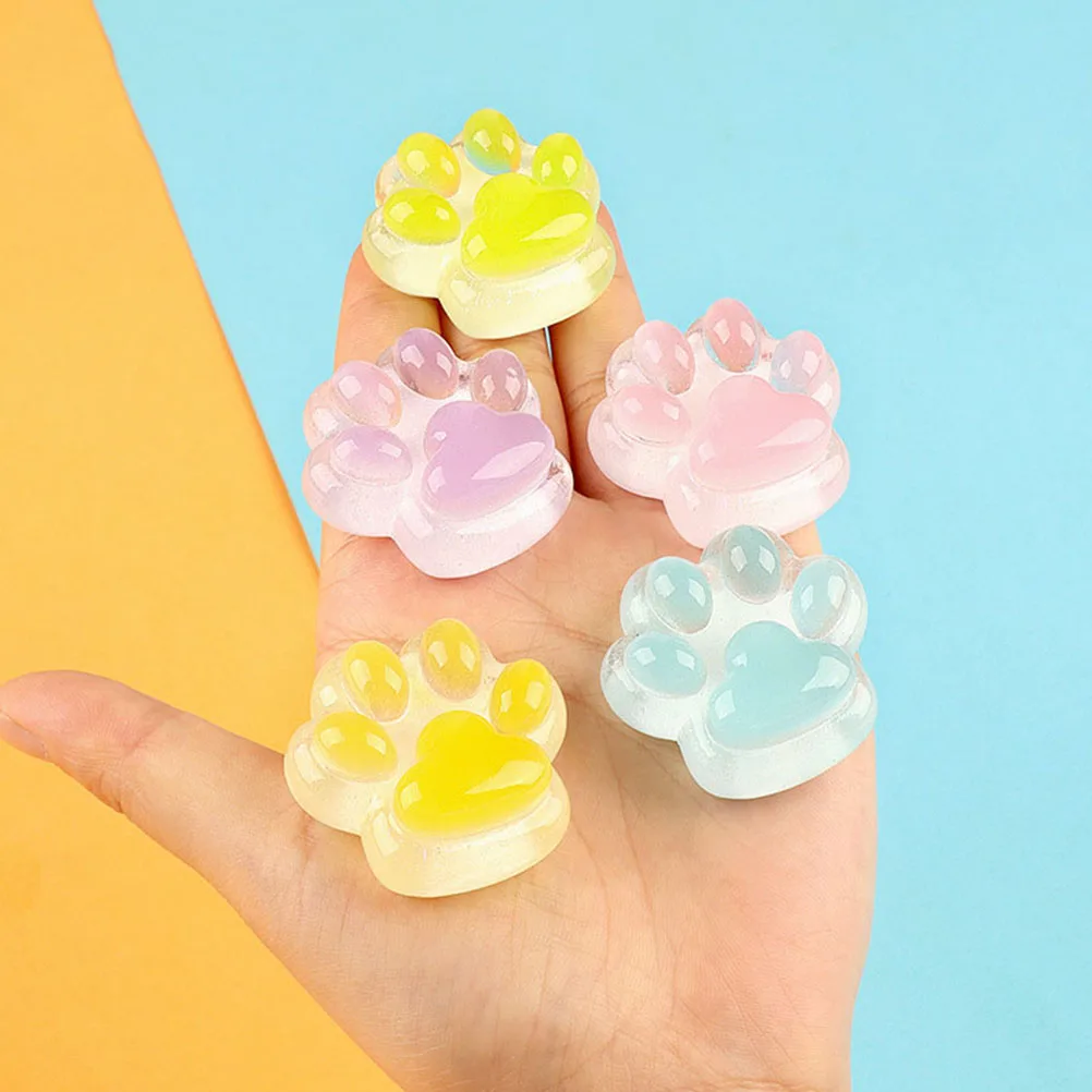 

5 Pcs Cat Paw DIY Phone Case Charms Resin Hairpin Ornaments Flatback Decorations Adorable Accessories Claw Shape Miniature