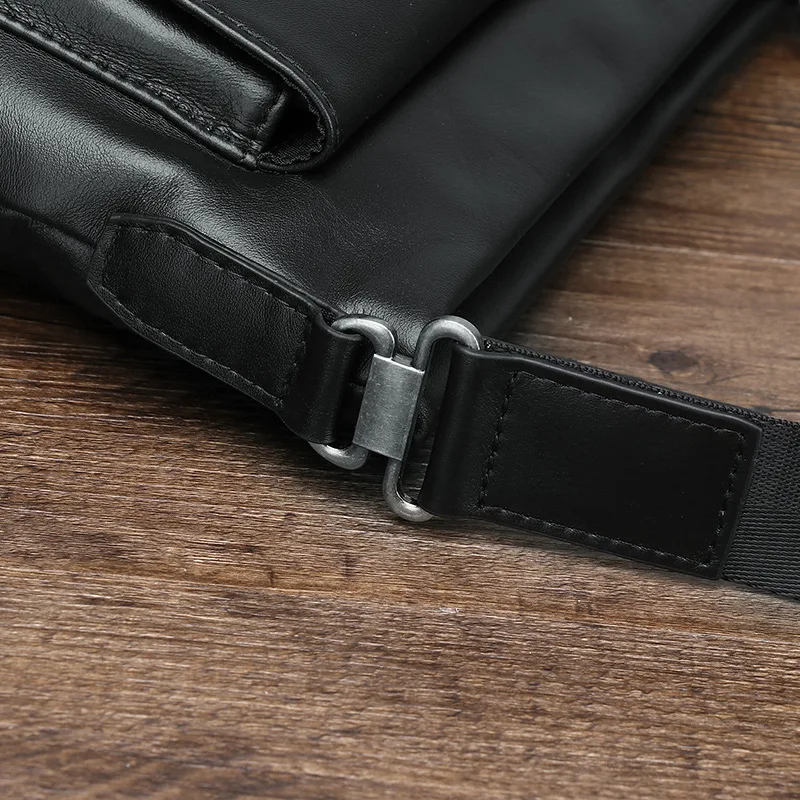 Trendy Genuine Full Grain Leather Men's Crossbody Bag Lightweight Soft Large Capacity Casual Shoulder Bag for Daily Wear