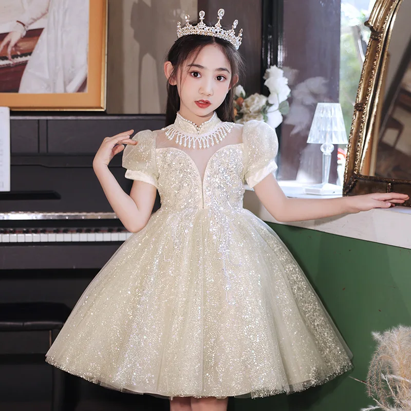 

Girls' Summer Dress2026New children's piano performance dress for older children, stylish and fashionable puffy princess dress