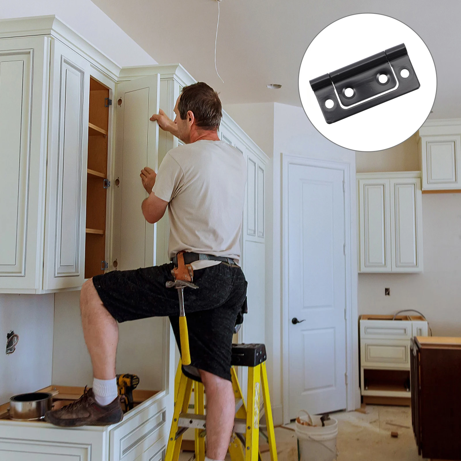 

12Pcs Thick Iron Door Hinges Black Matte Smooth Edges Silent Operation for Doors Cabinets Furniture Small Hinges Practical