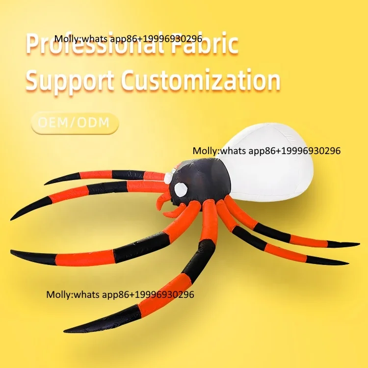 Giant Flame Blow up Spider Party Halloween Yard Decor Halloween Inflatable Spider With LED Lights