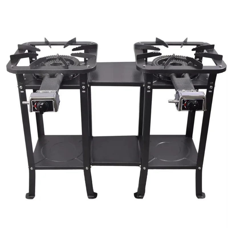 

Cast Iron Double Stove Compatible Black Painted Finish Portable Outdoor Hotel Stove Table Manual