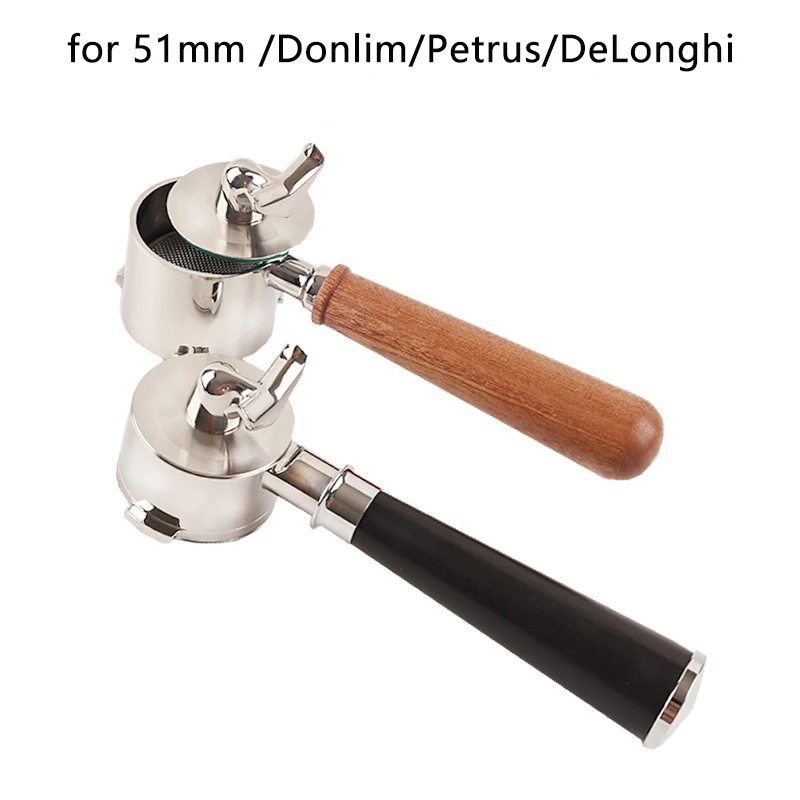 2-in-1 Coffee Portafilter Removable Splitter for 51mm /Donlim/DeLonghi Espresso Double Spout Filter Stainless Steel Split Base