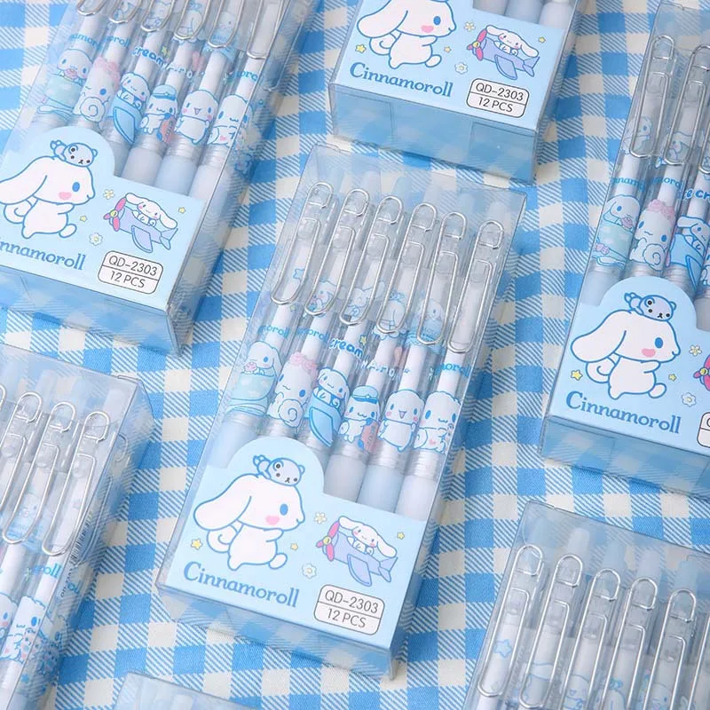 6-12Pcs Genuine Sanrio Series  0.5MM Gel Pens Kawaii Cinnamoroll Kuromi Black Pen Student Stationery Supplies School Gifts view 3