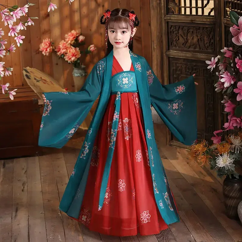 Robe traditionnelle chinoise pour enfants, tenue pour filles, costume de danse folklorique, robe Hanfu pour enfants, prairie