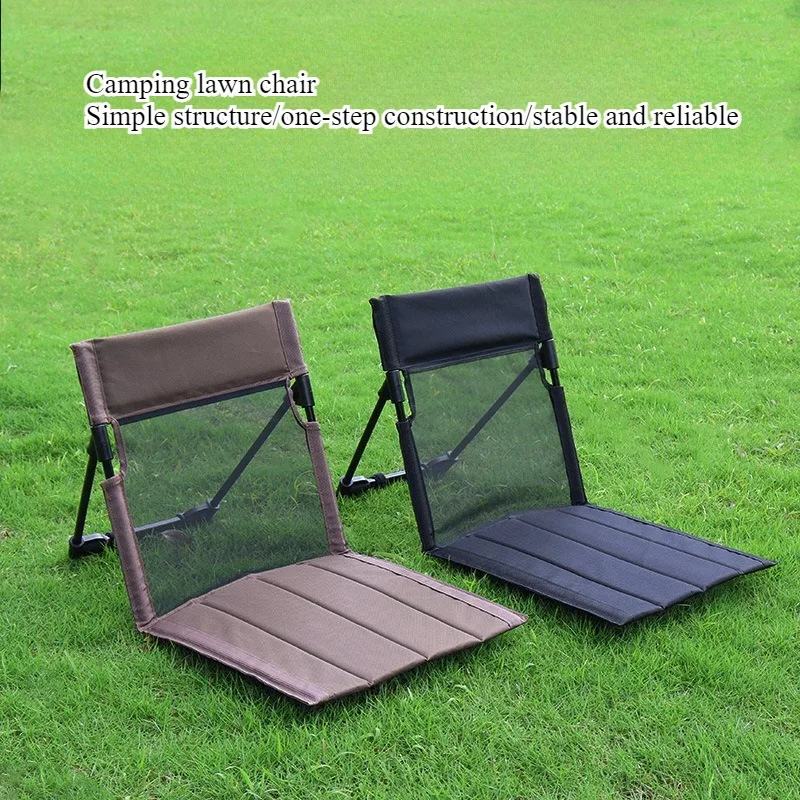 屋外キャンプ用背もたれクッション付きシンプルビーチチェア、ポータブル芝生用椅子、多機能折りたたみ式耐久性レジャーチェア