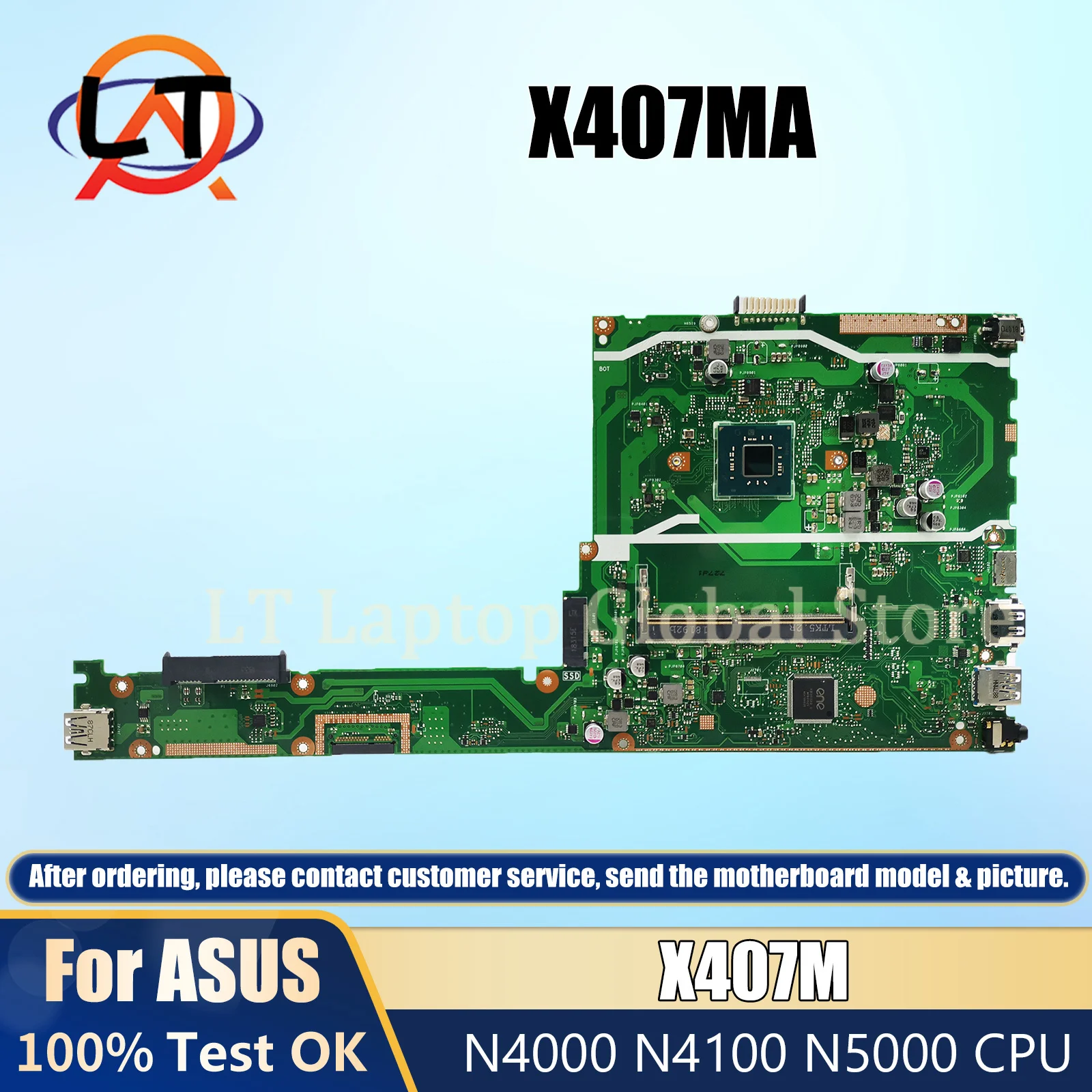 X407MA Notebook Mainboard For ASUS VivoBook X407M X407MA Laptop Motherboard With N4000 N4100 N5000 CPU 100% Tested OK