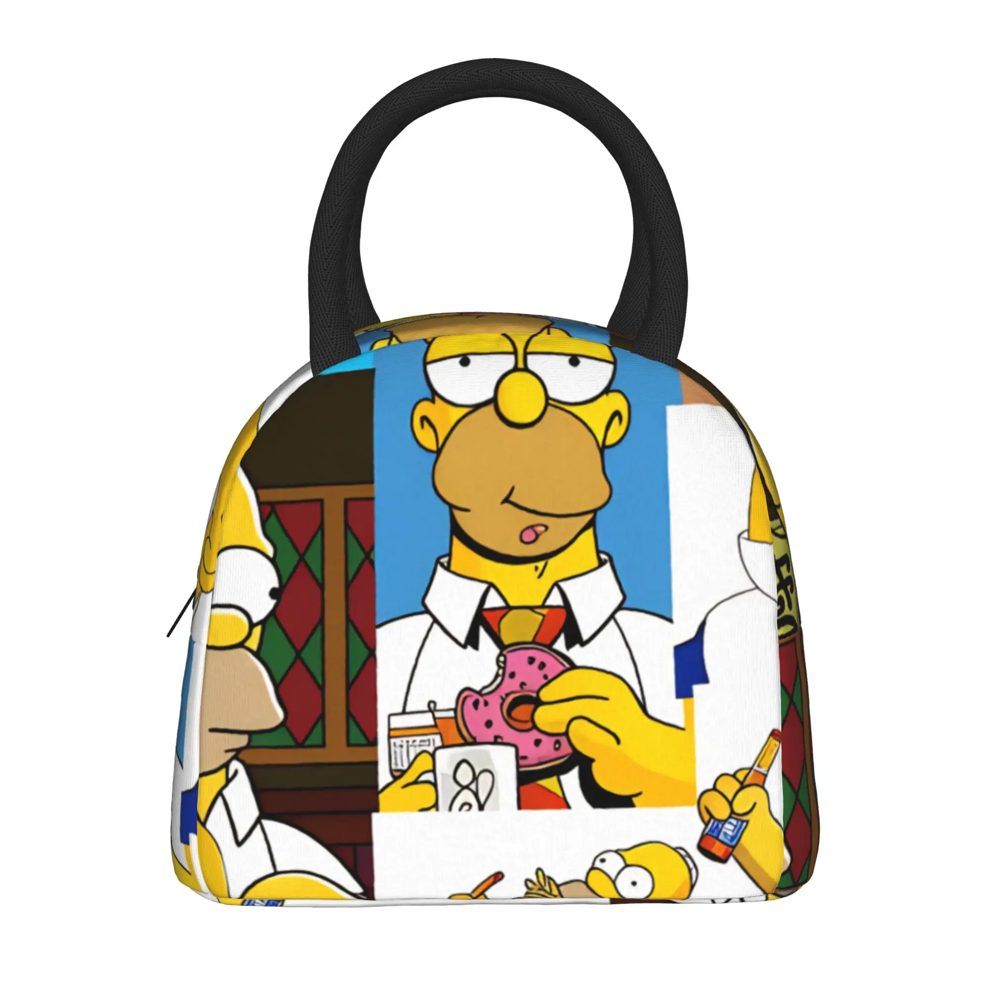 Homer S-Simpsons Drinking Beer Lunch Bag For Men  Print Lunch Box Retro Picnic Cooler Bag Convenient Oxford Thermal Lunch Bags
