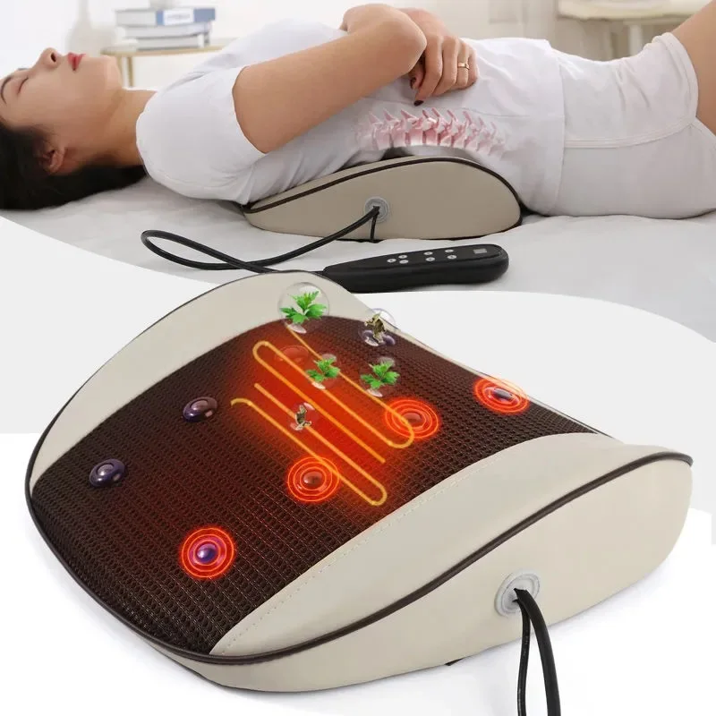 

Electric Moxibustion Massager Vibration Heating Waist Cervical Traction Therapy Airbag Back Massage Lumbar Cushion Relief Pain