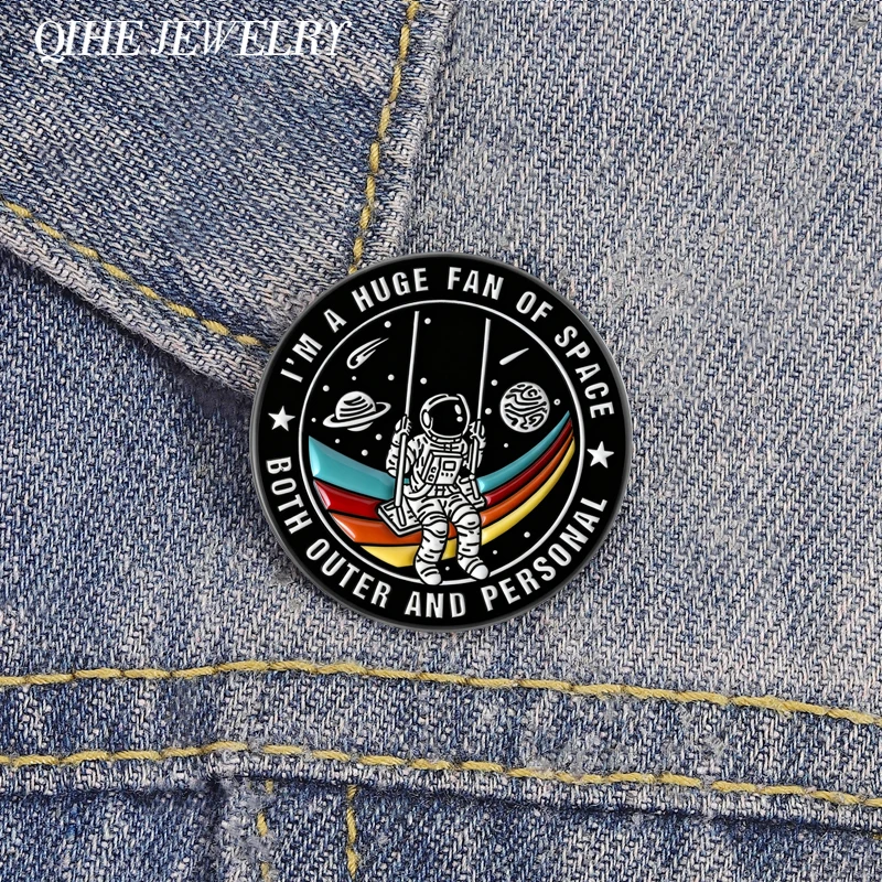 Introvert Sci-Fi Astronaut Brooch Enamel Pins I'm A Huge Fan Of Space Both Outer And Personal Brooches Lapel Badge Jewelry Gift