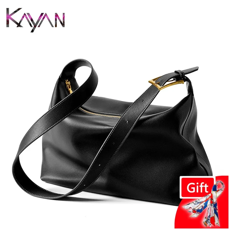 Super Classic Design Smooth Leather Women Shoulder Hobo Bag Large Capacity Vintage Female Crossbody Dumpling Bag