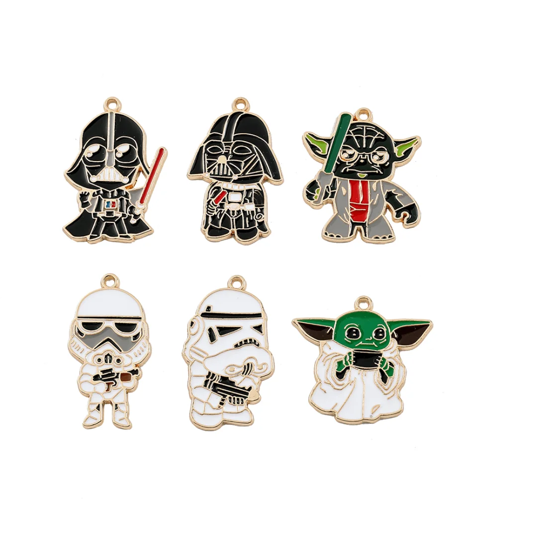 10pcs Enamel Pendants Darth Vader Stormtrooper Alloy Metal for DIY Jewelry Making - Necklace and Earring Accessories