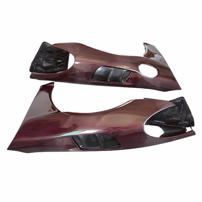

A Pair of High-quality Red Carbon Fiber Fenders in the GT4RS Style for the Porsche 718 Boxster Cayman Body Kit