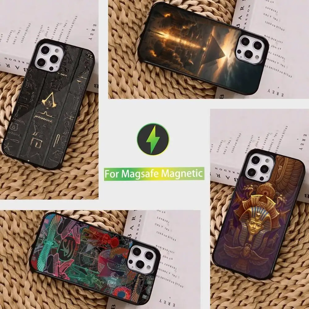 

Painting Art Ancient Egypt Phone Case For iPhone 16,15,14,13,12,11,Pro,Max,Plus,Mini, Magsafe,Magnetic Wireless Charging Case