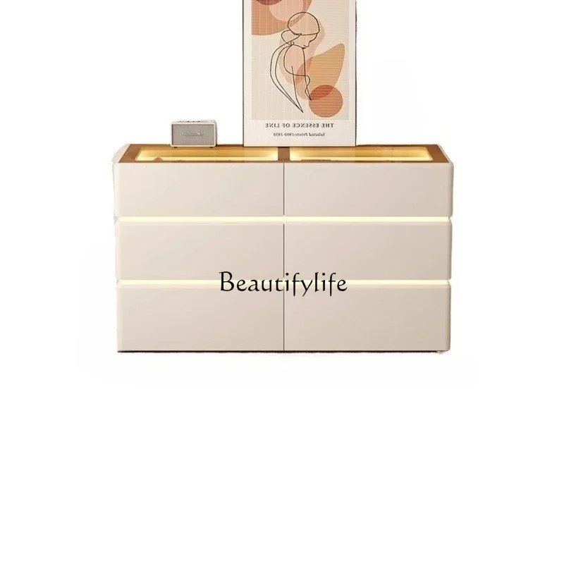 

X4 Cream wind, bed tail chest, six-bucket drawer storage cabinet, narrow and ultra-thin 30cm, storage against the wall